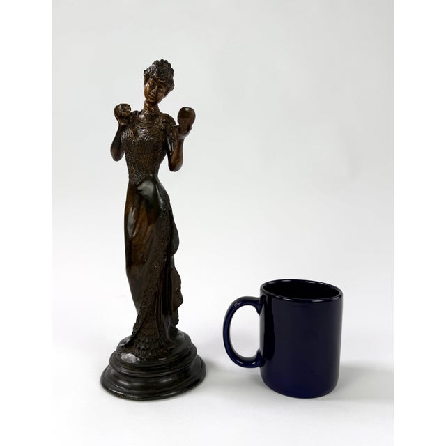 Mid-20th C. Bronze Sculpture - Woman With Mirror For Sale - Image 9 of 9