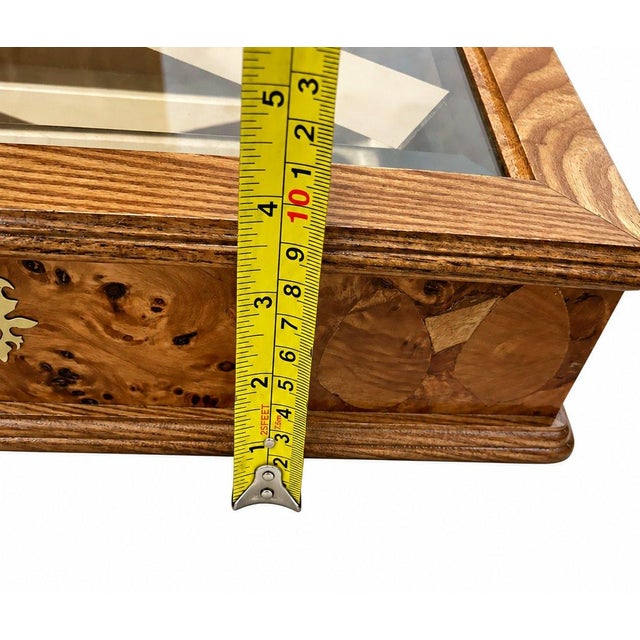 Wood Vintage Burl Wooden Jewelry Box With Key For Sale - Image 7 of 8
