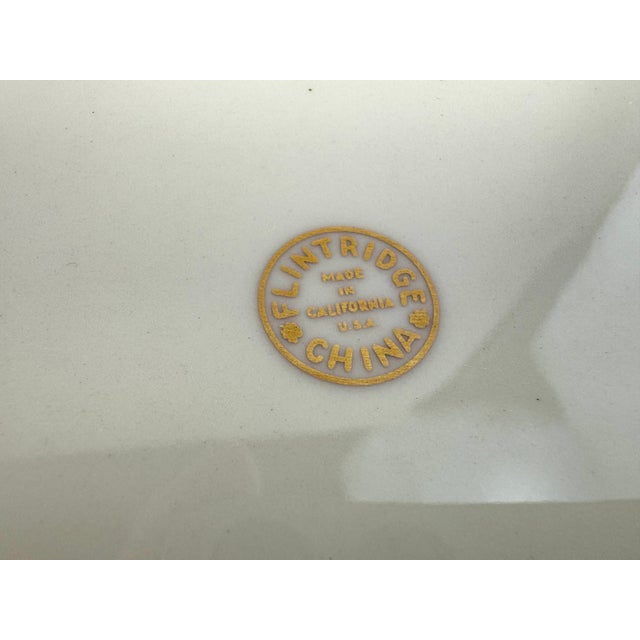 1970s Flintridge China Gray & Gold Rim Dinner Plates With Floral Center - Set of 10 For Sale - Image 10 of 10