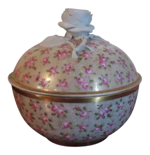 Early 19th Century Old Paris Porcelain Bisque Rose Knop Jar & Cover