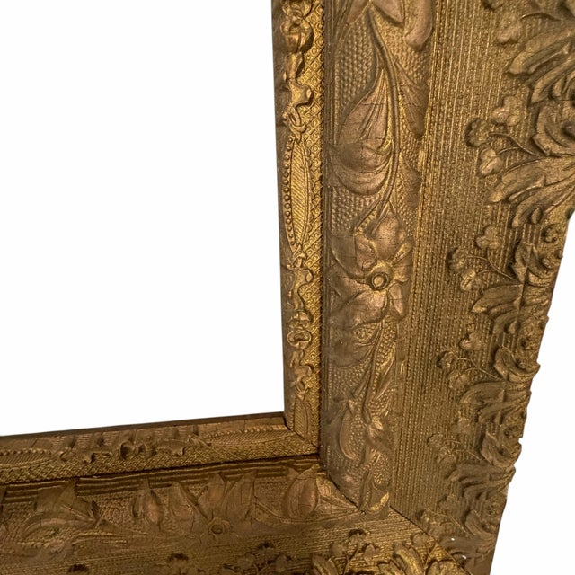 Antique Handmade Wood and Gesso Frame With Ornate Trailing Flowers Design For Sale - Image 11 of 12