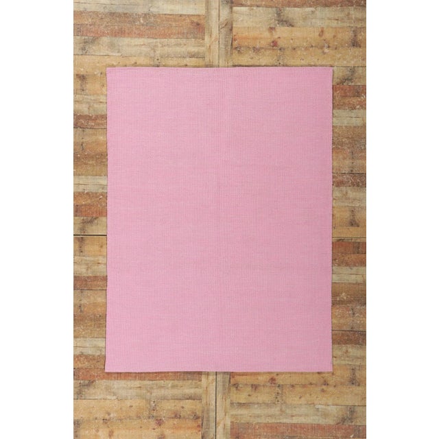 Pink Swedish Inspired Pink Kilim Rug - 05'00 X 06'10 For Sale - Image 8 of 9