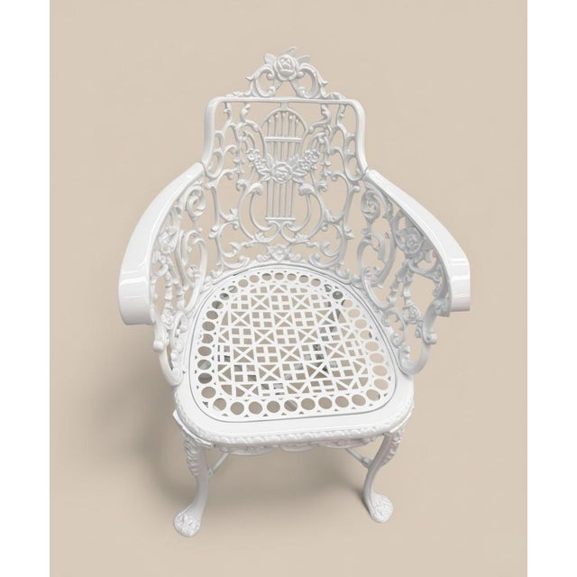 1960s 1960s Elegant White Cast Iron Patio Dining Set For Sale - Image 5 of 6