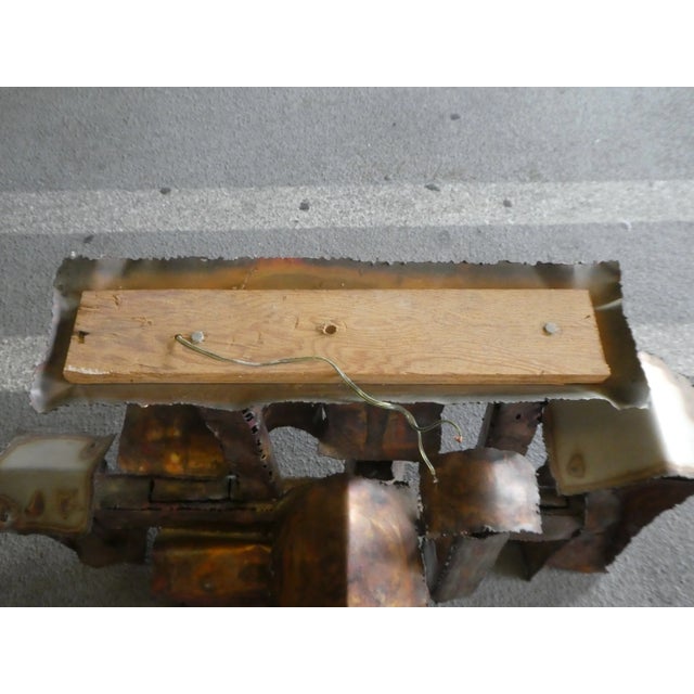 Brown 1970's Brutalist Torch Cut Graduated Cityscape Chandelier For Sale - Image 8 of 9