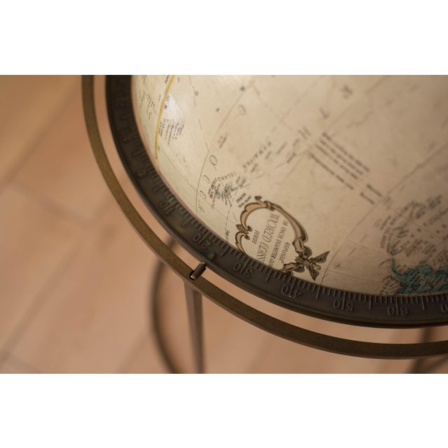 Mid Century 1970s Rotating Replogle 16" World Globe With Brass Floor Stand For Sale - Image 10 of 10