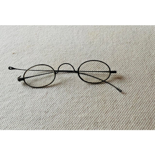 Antique Papier-Mâché Spectacles Case With Original Wire-Rim Glasses, Nantucket Estate, Circa 1900 For Sale - Image 4 of 4