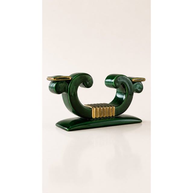Art Ceramic Candlestick from Saint Clément, 1960, in Flawless conditions. Designed 1960 to 1969 This piece has an...