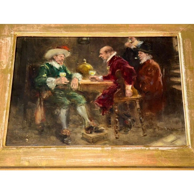 Signed Oil on Panel, Dutch Golden Age Manner Tavern Scene, 19th Century For Sale - Image 3 of 15