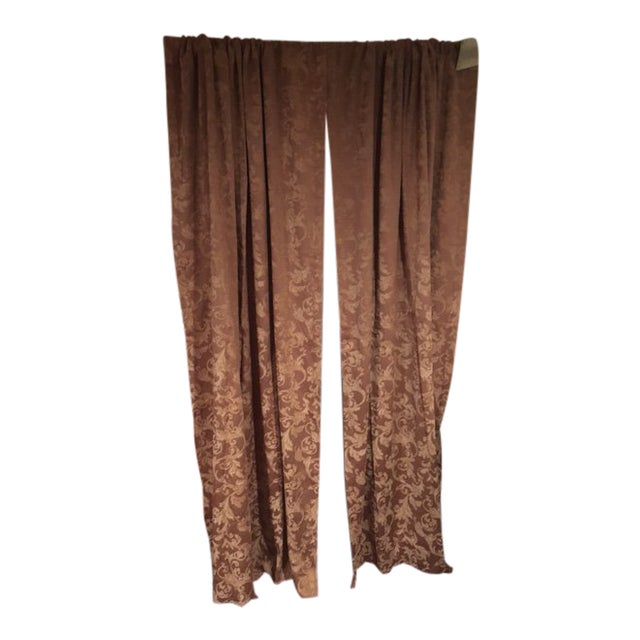 Gold Damask Drapery Panels A Pair Chairish