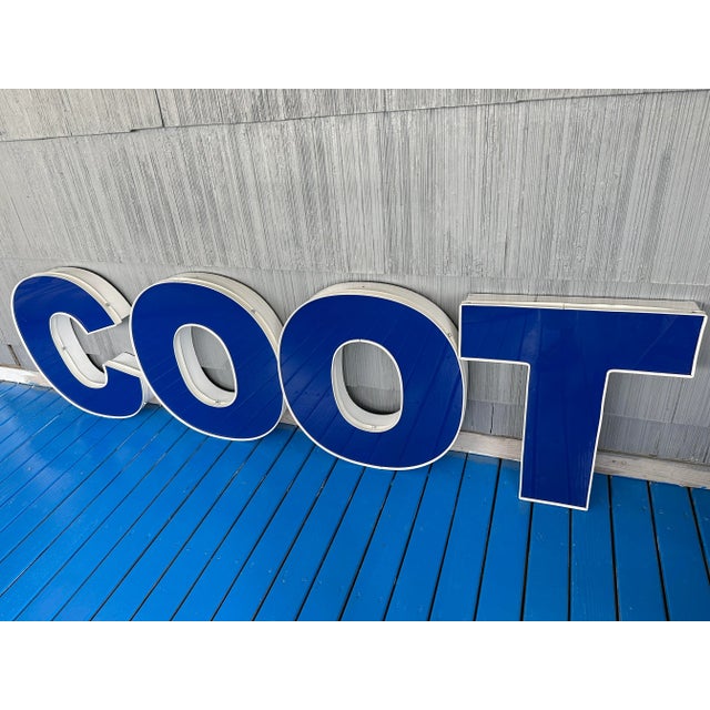 Early 21st Century Large Industrial Channel Letters in Sign Coot or C O O T, Giant Set of Four For Sale - Image 4 of 12