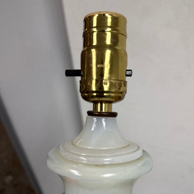 Glass Vintage Opal Iridescent Glass Lamps, Pair For Sale - Image 7 of 12