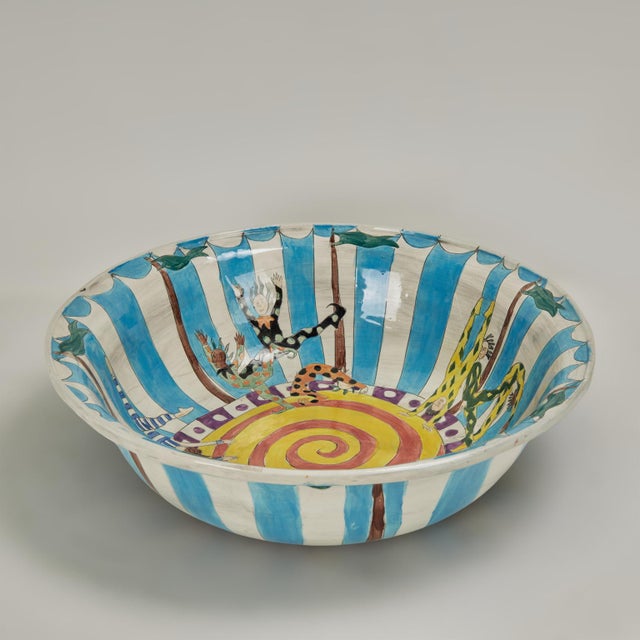 Vintage Ceramic Circus Bowl on Elephant Stand by Dan and Nisha Ferguson For Sale In West Palm - Image 6 of 17