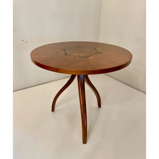 Brown 1960s Composite "Gueridon" Swag Tri-Leg Side Table - Attributed to Kipp Stewart for Drexel For Sale - Image 8 of 8