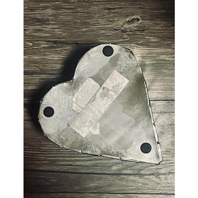 1960s 1960s Mid-Century Modern Multiple Glass & Aluminum Frame Panels Heart Shape Candle Holder For Sale - Image 5 of 6