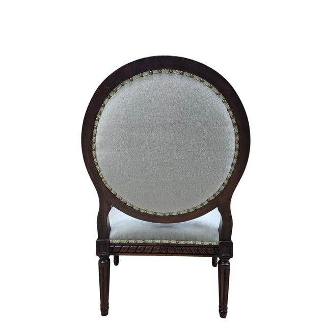 Mid 20th Century Vintage Louis XVI Style Medallion Back Armchairs Newly Reupholstered - Pair For Sale - Image 5 of 12