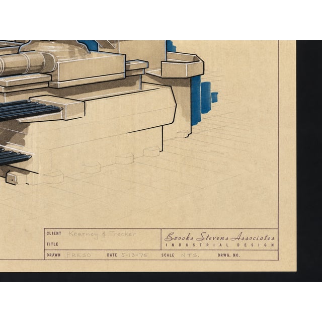 Rare original 1975 industrial design rendering by Brooks Stevens Associates, one of the most influential American design...