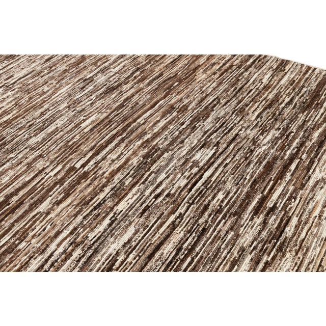 2010s Brown Handmade Modern Moroccan-Style Wool Rug For Sale - Image 5 of 7