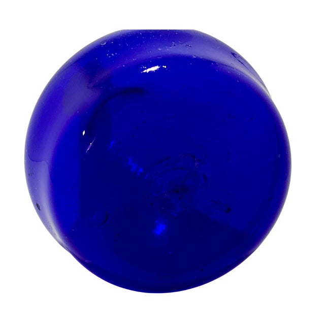 Cobalt Blue Hand-Blown Glass Bud Vase For Sale In Los Angeles - Image 6 of 7