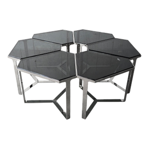 Donghia Forma Coffee Table in Polished Chrome and Smoked Glass - 6 Pieces