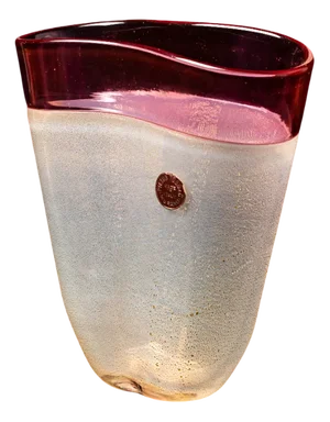 Murano Glass Vase in Gold and Pink by Pietro Toso, 1950s