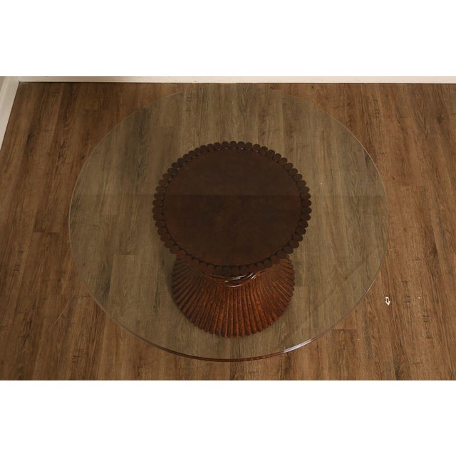 Hollywood Regency Ficks Reed Round Glass Top 'Sheaf of Wheat' Dining Table For Sale - Image 3 of 18