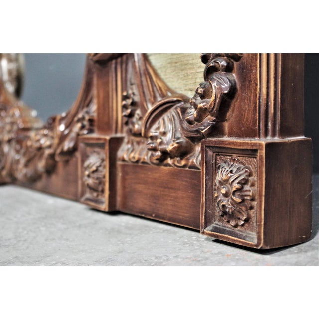 Wood Mirror with Clock, 1960s For Sale - Image 14 of 15