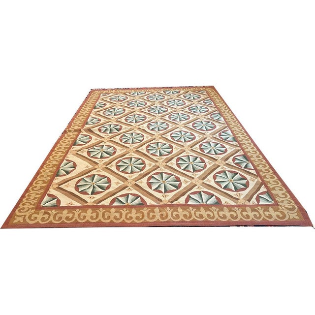 Textile An Antique Panel Design/Geometric French Aubusson Rug For Sale - Image 7 of 11
