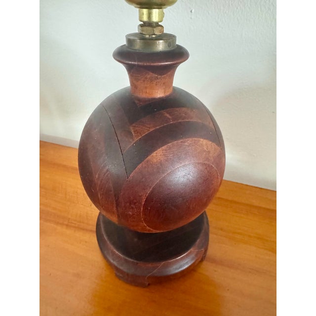 1950s Wooden Marquetry Studio Crafts Lamp For Sale - Image 4 of 6