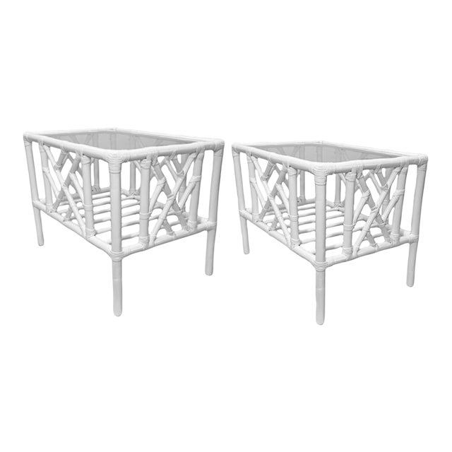 2 Rattan End Tables Chairish
