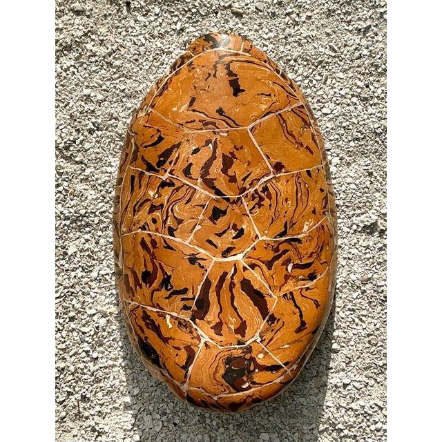 Camel Vintage Boho Artisanal Pigmented Plaster Scagliola Turtle Shell For Sale - Image 8 of 8