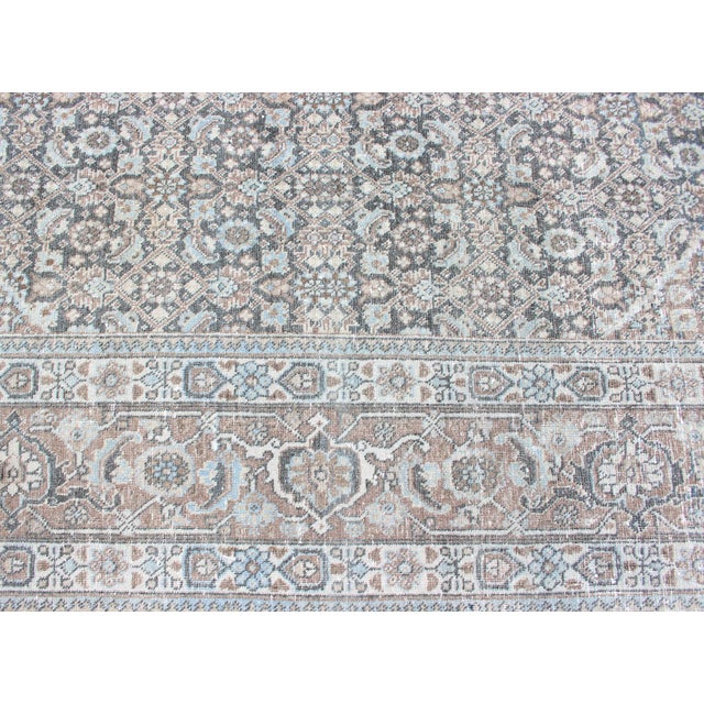 Medium Blue and Gray Background Persian Tabriz Rug With All-Over Herati Design 8'6 X 11'7 For Sale - Image 9 of 18