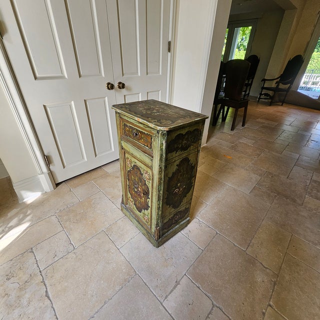 Italian Antique Italian Venetian Hand Painted Single Door Cabinet For Sale - Image 3 of 9