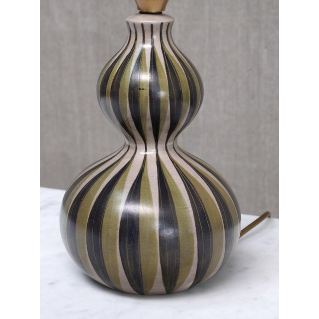 Mid-Century Modern Hand-Painted Ceramic Table Lamp from Eva & Johannes Andersen, Denmark, 1950s For Sale - Image 3 of 13