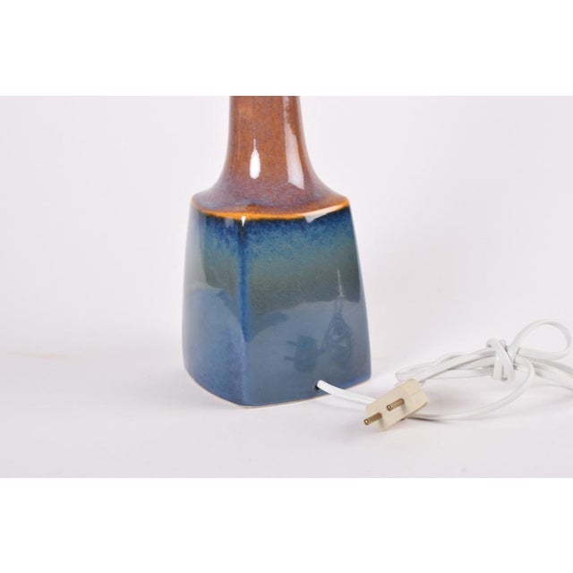 Textile Modern Danish Table Lamp with Blue Brown Glaze from Søholm Stentøj, 1960s For Sale - Image 7 of 12