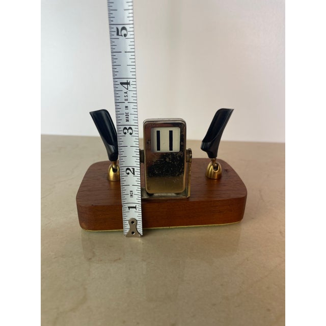 Brass Mid-Century Brass & Walnut Perpetual Calendar Desk Set With Pen Holders For Sale - Image 8 of 8