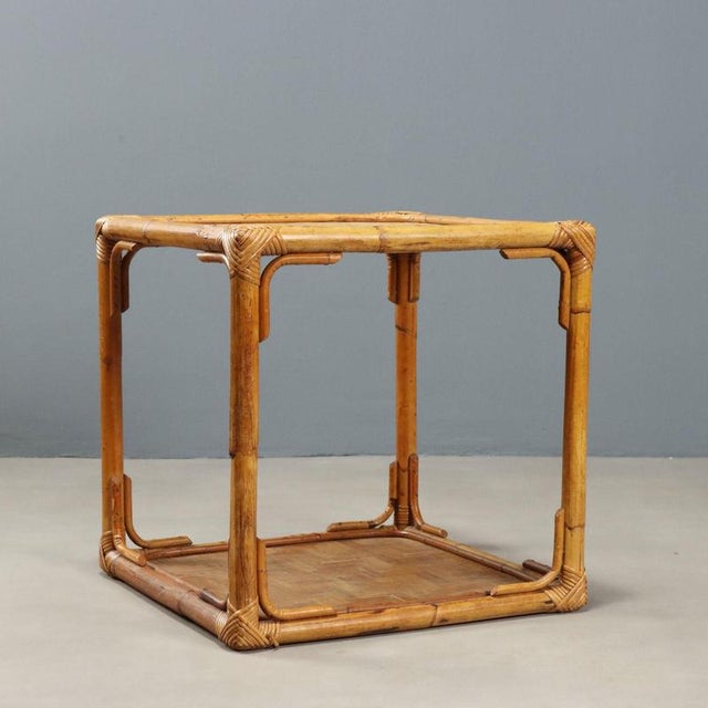 Wicker and Bamboo Coffee Table, 1970s For Sale - Image 3 of 12