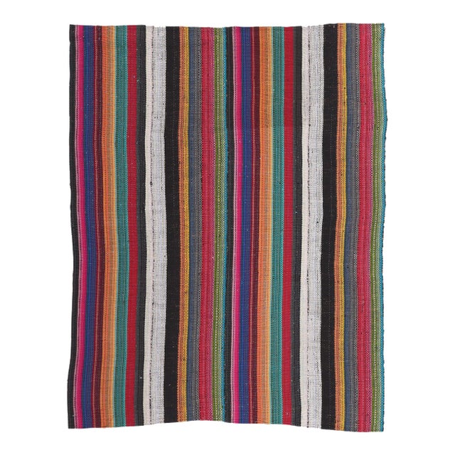 Late 20th Century Vintage Rainbow Stripe Kilim Rug, 05'08 X 07'01 For Sale
