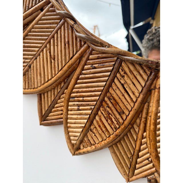 Mid-Century Modern Rattan Sunflower Mirror by Vivai Del Sud. Italy, 1970s For Sale - Image 3 of 11