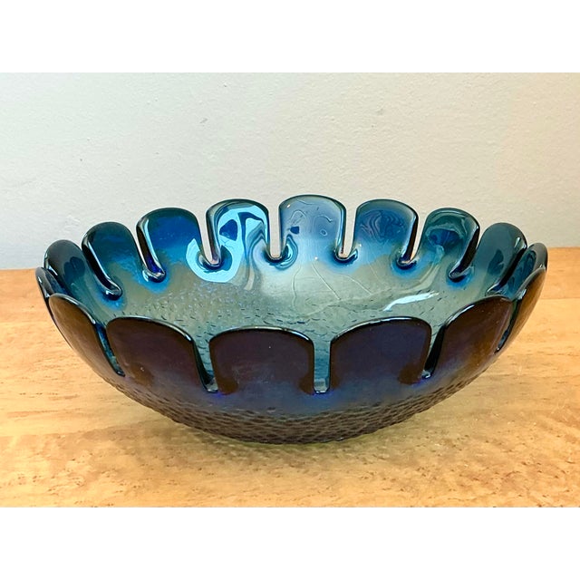 Vintage Mid Century Modern Swedish Scalloped Glass Bowl For Sale In West Palm - Image 6 of 12