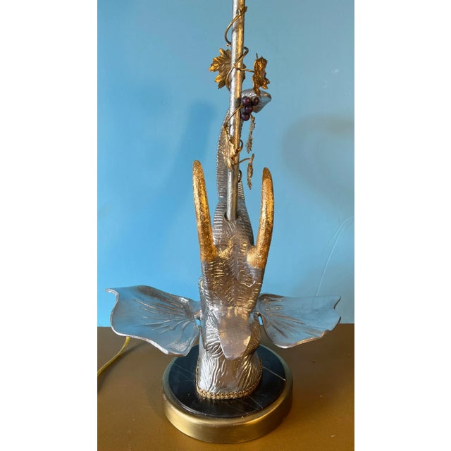 Frederick Cooper Silver Tone Elephants Head Table Lamp For Sale - Image 4 of 12