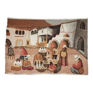Hand Woven Peruvian Wool Wall Tapestry From the 1980's For Sale