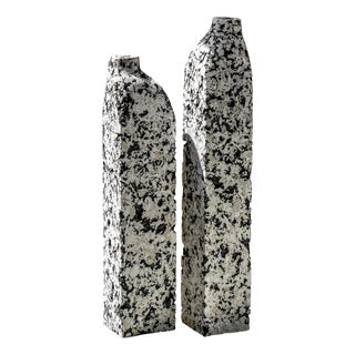 Cast Stone Sculptural Vases by Donatas Zukauskas, Set of 2 For Sale
