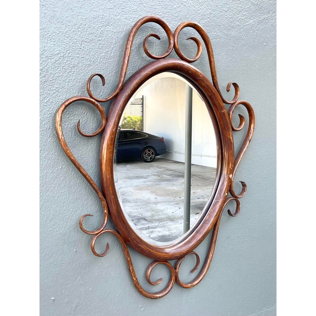 Vintage Bent Rattan Mirror For Sale In West Palm - Image 6 of 12