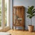 Small Art Nouveau walnut display cabinet. Glass front door supported by curved wooden frames, glass sides, and curved...