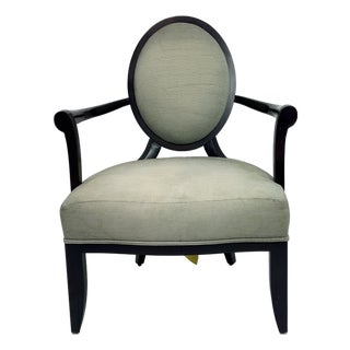 Barbara Barry for Baker Medallion Back Armchair in Light Textured Upholstery For Sale
