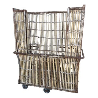 Antique Bamboo and Iron Cart, 1950s For Sale