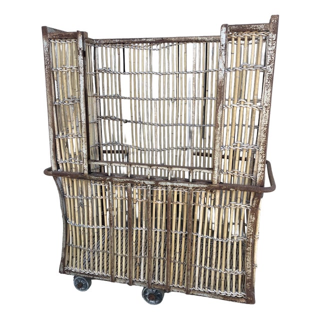 Antique Bamboo and Iron Cart, 1950s For Sale