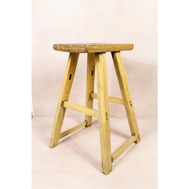 Vintage Rustic Stool in Elm For Sale - Image 5 of 5