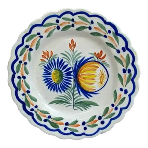 Vintage Henriot Quimper Abstract Floral Plate