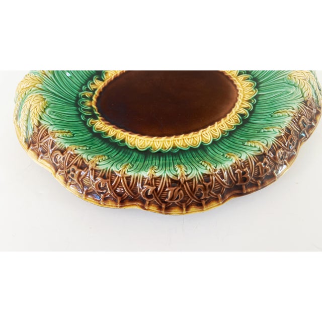 Ceramic Antique 19thC Majolica Wheat Bread TrayPlatter C1880s For Sale - Image 7 of 8